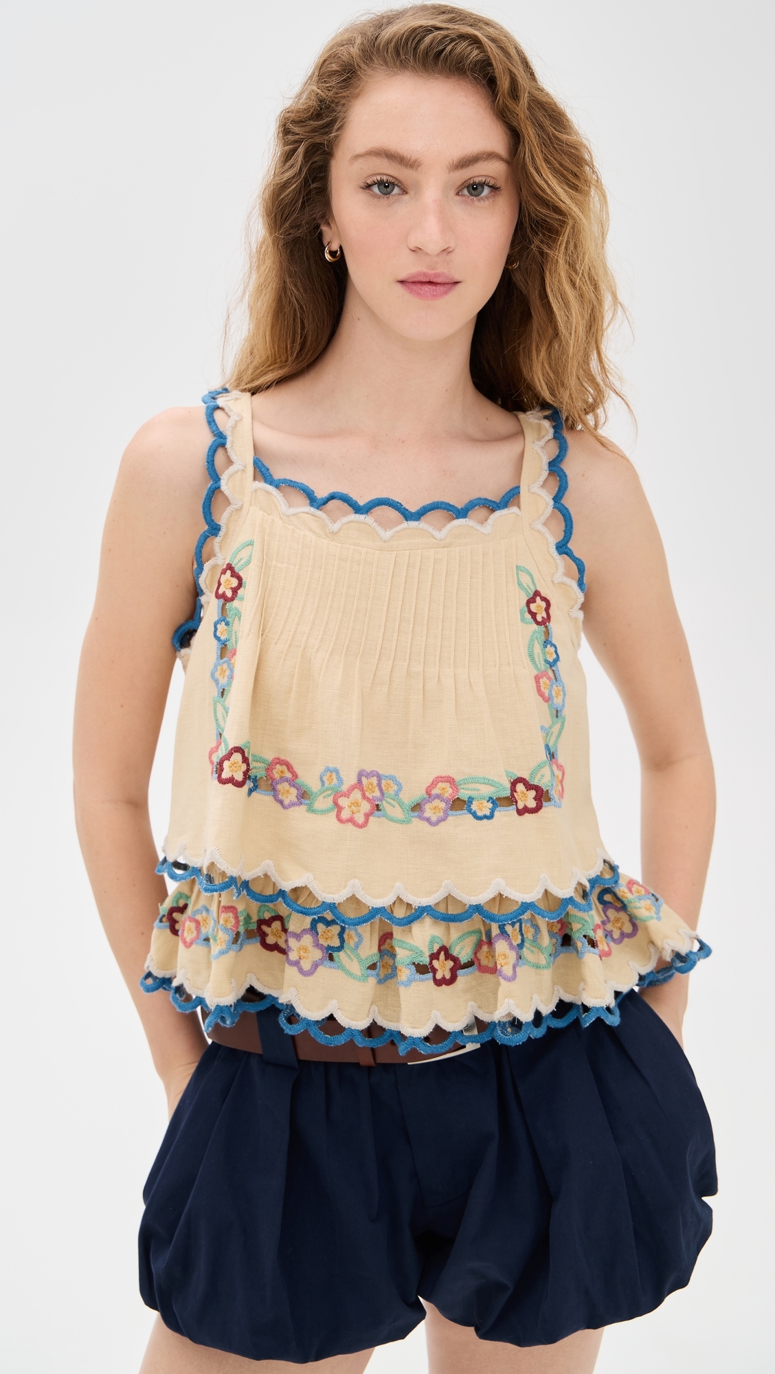 Sea Melinda Emb Tank Top Ecru 