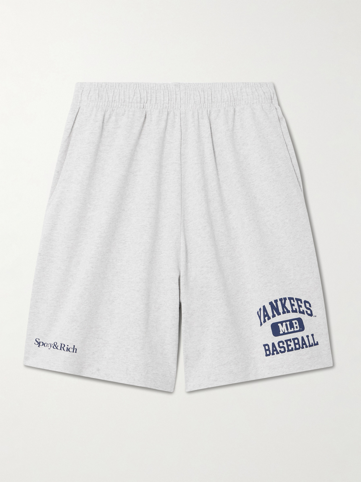 + New York Yankees Gym Printed Cotton-jersey Shorts - Gray