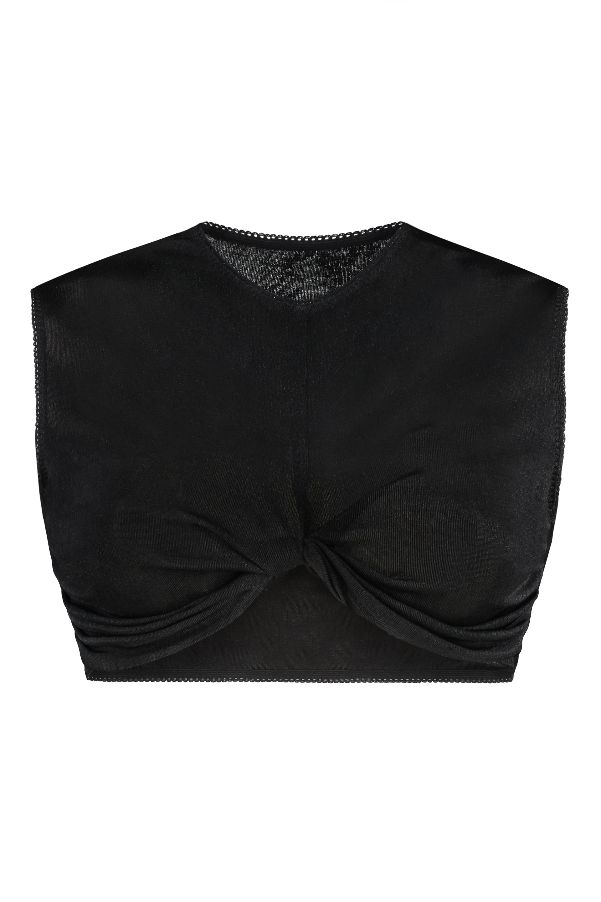 Lace Trim Mini Technical Fabric Crop Top