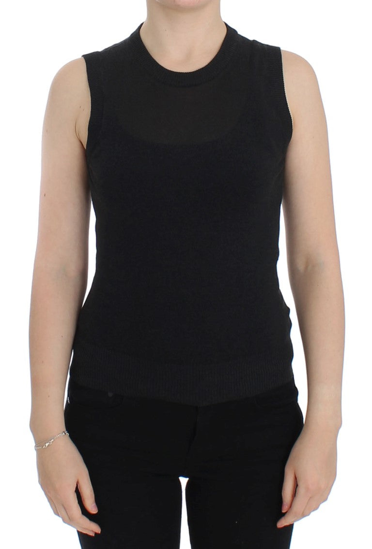 Crewneck Pullover Tank Top — Black