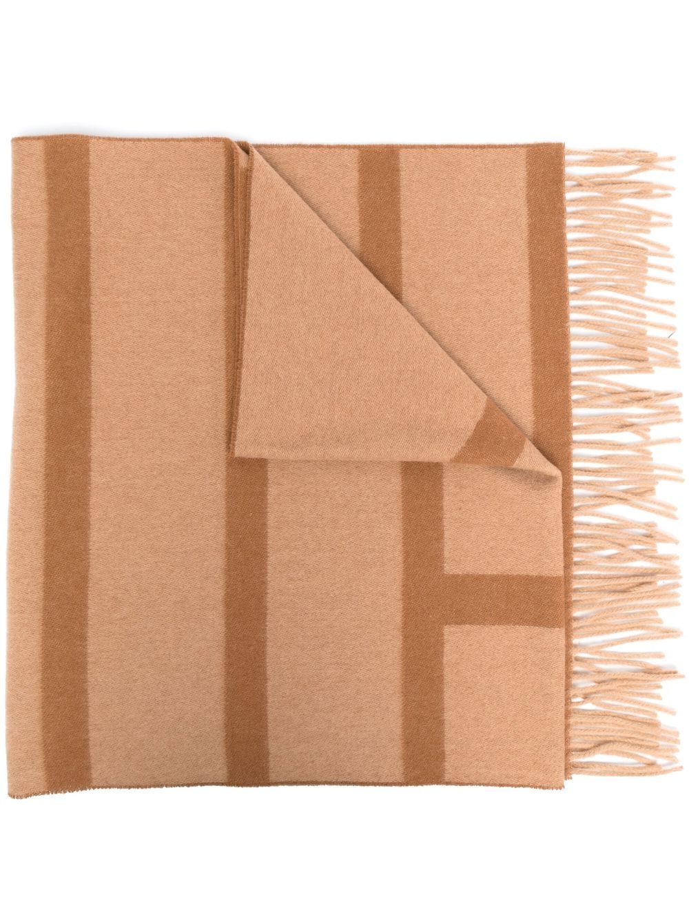 Monogram-intarsia virgin wool scarf - Brown