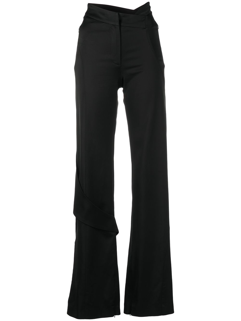 Asymmetric wide-leg trousers - Black