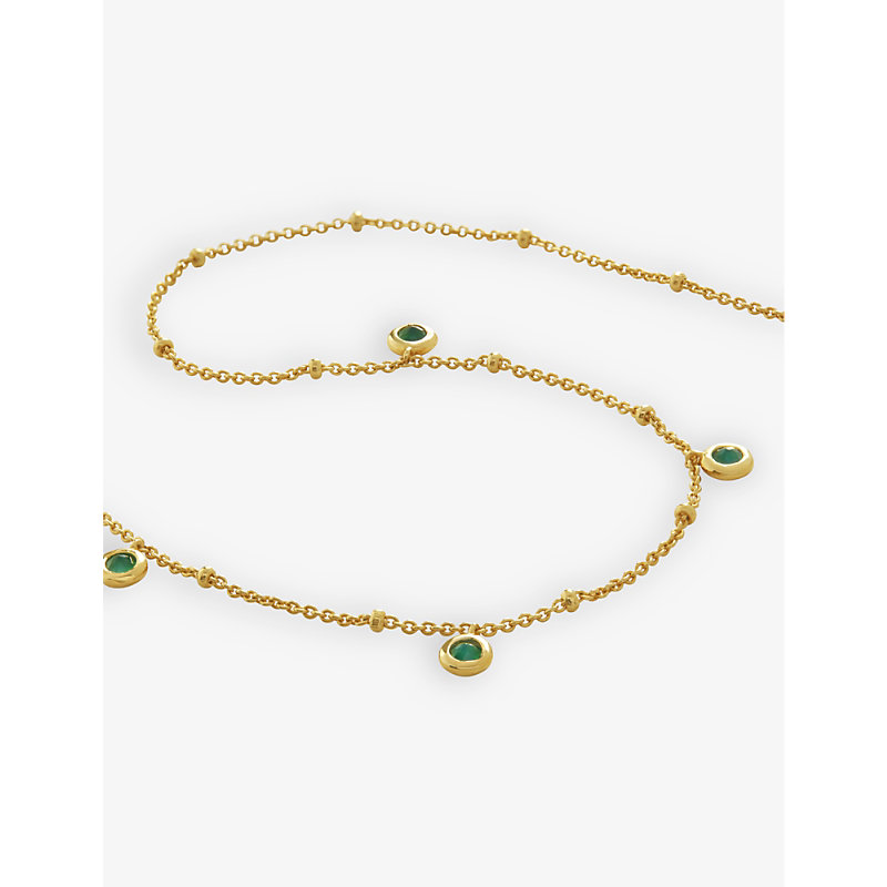 Womens Gold Mini Green 18ct Yellow Gold-plated Vermeil Recycled Sterling-silver and Onyx Choker Necklace 