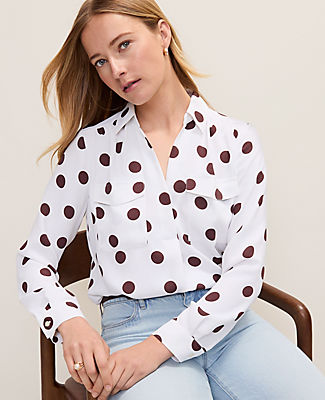 Ann Taylor Polka Dot Camp Shirt