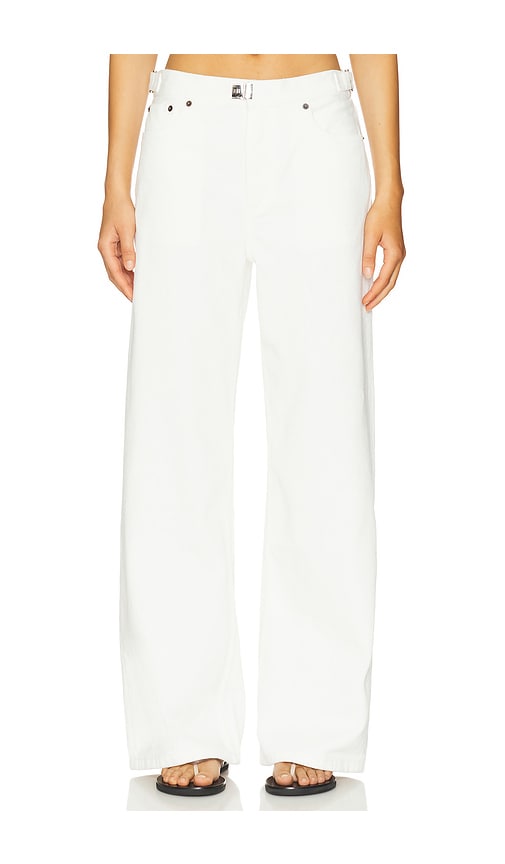 Still Here Buckle Wide Leg Jeans in White.  32. Also in 24, 25, 26, 28