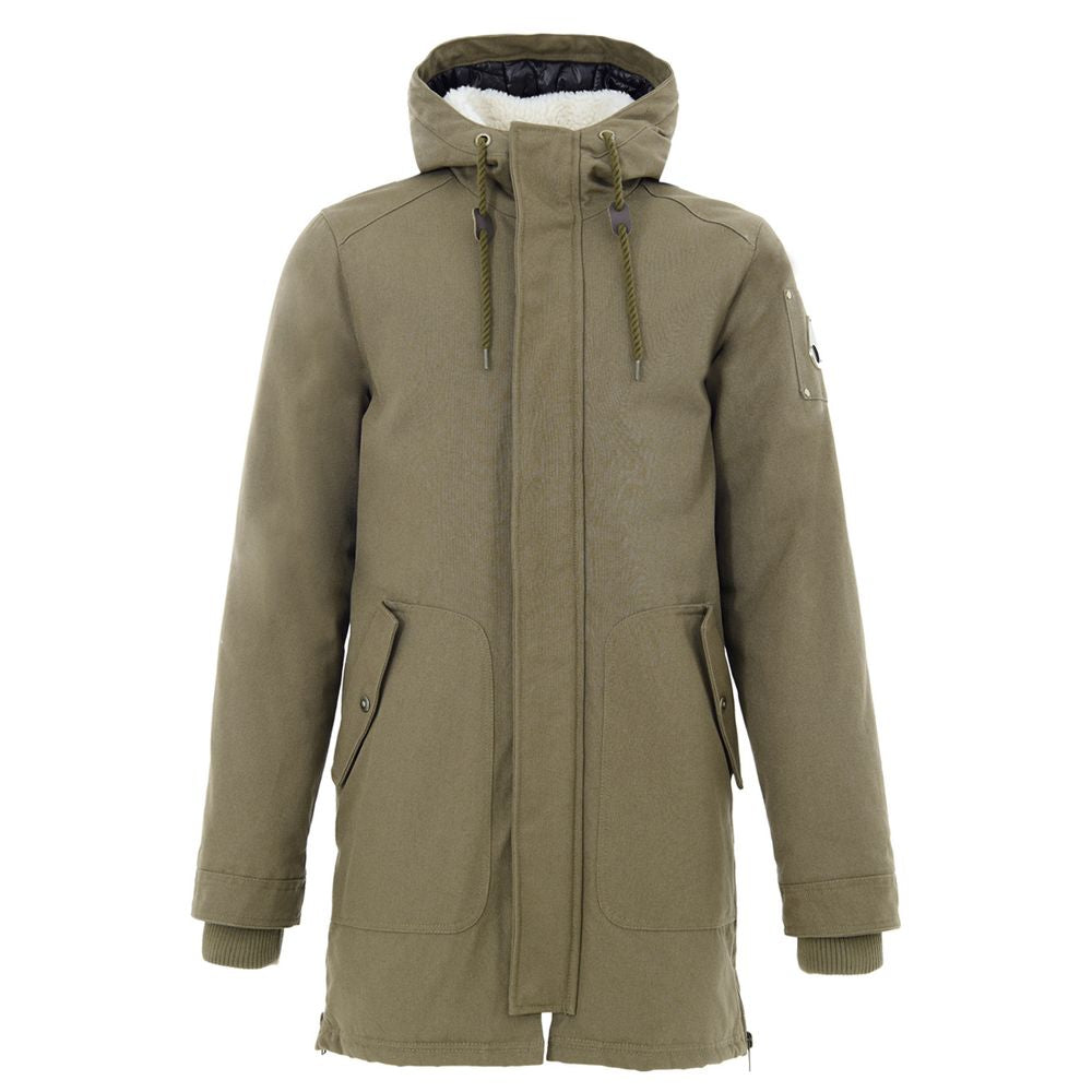 Sherpa-Lined Cotton-Nylon Parka — Green