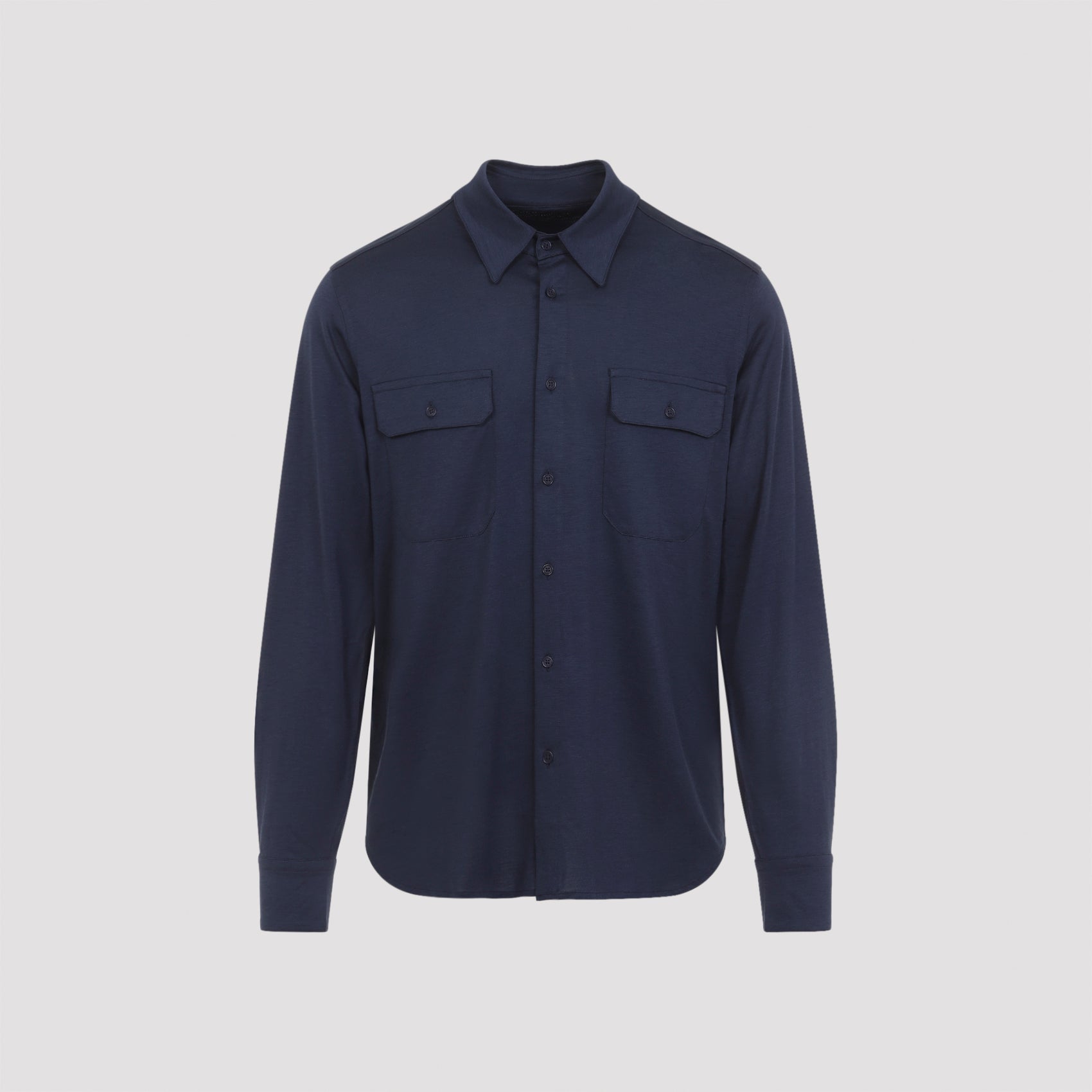 Silk Cotton Blend Military Shirt