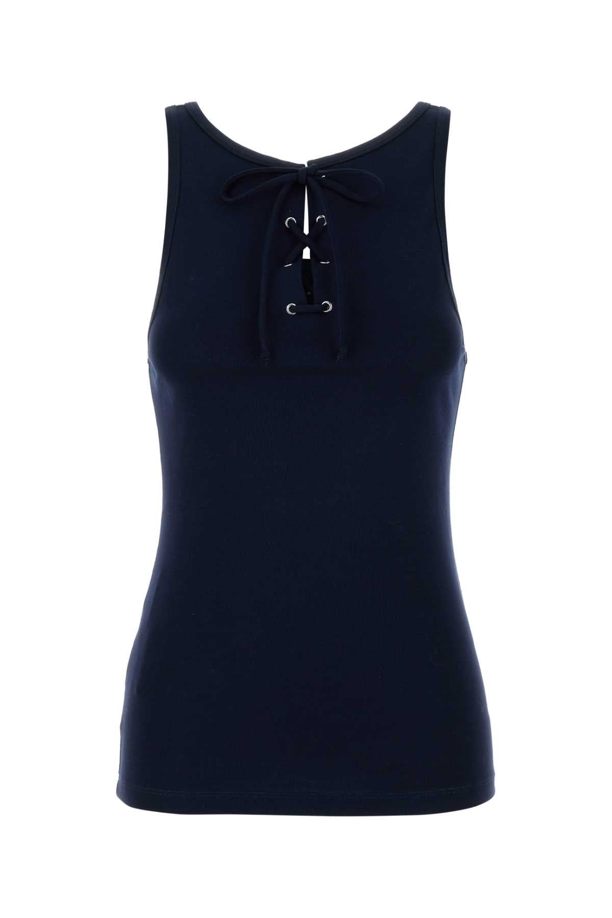 Cotton Ribbed Tank Top — Navy
