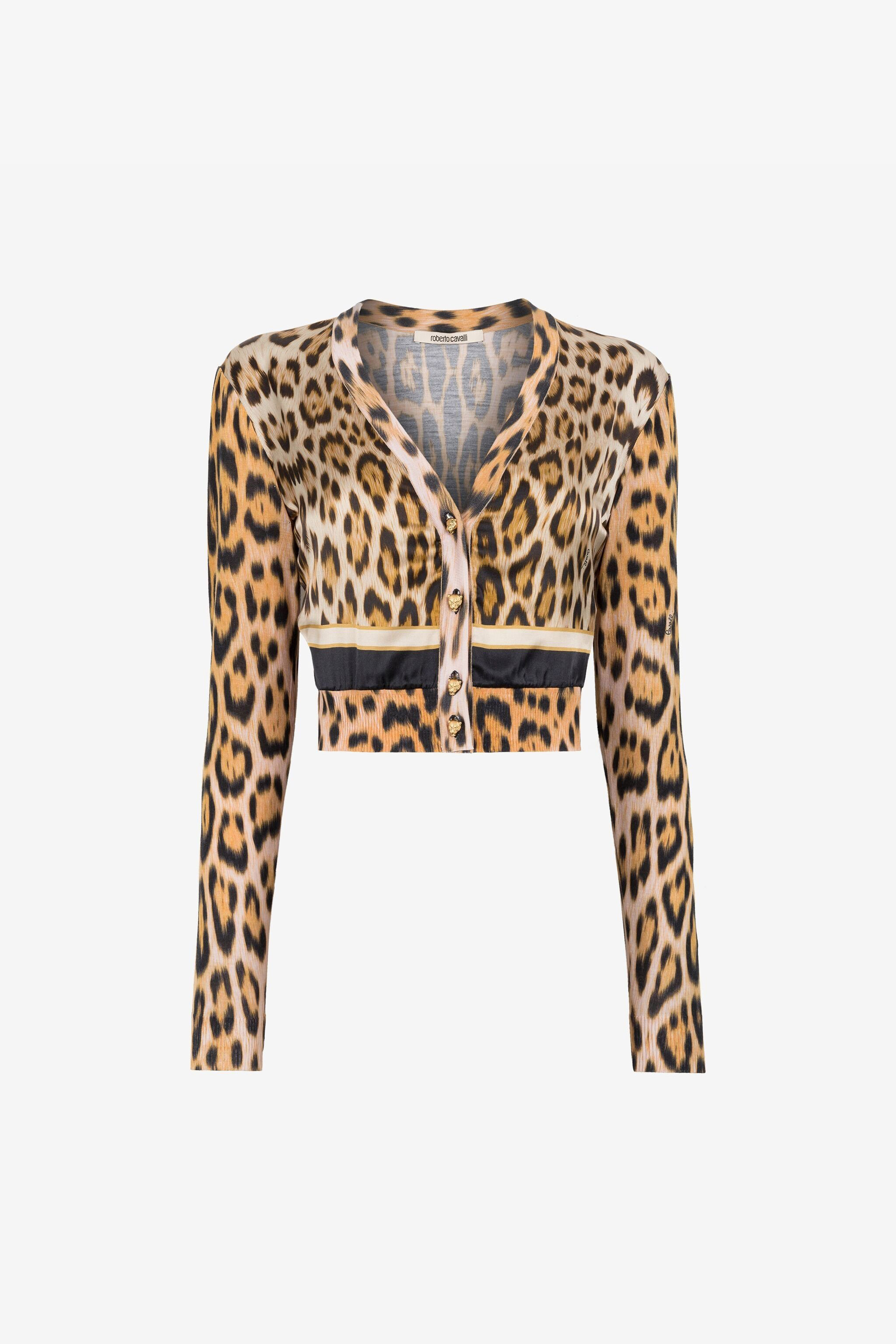 Leopard-print Cropped Cardigan