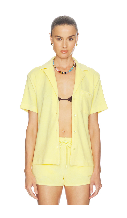 Hunza G Towelling Resort Shirt in Yellow. S. Also in L