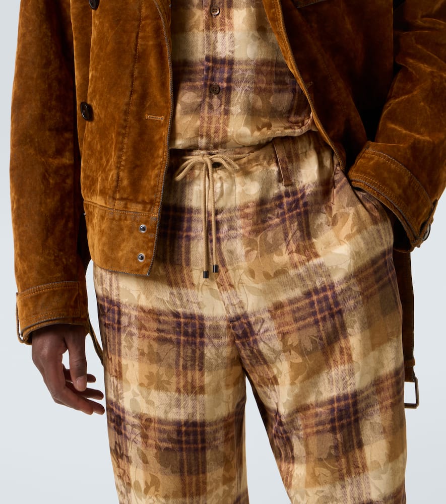 Checked jacquard straight pants