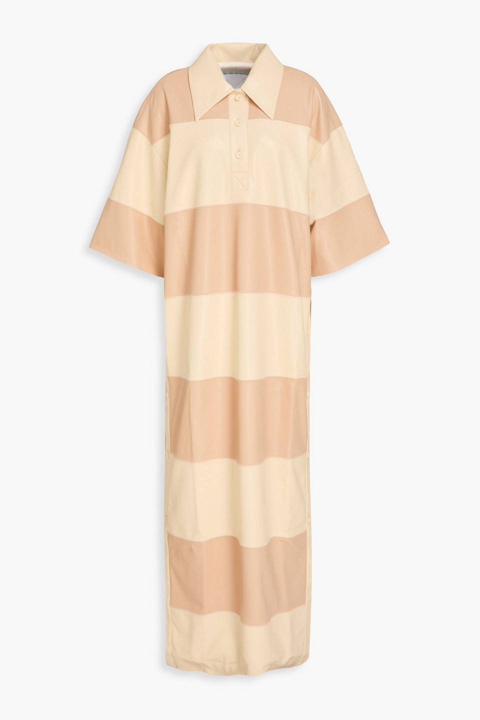 Striped patchwork maxi shirt dress - Neutral - XXS