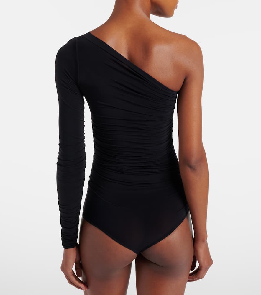 Draped semi-sheer bodysuit