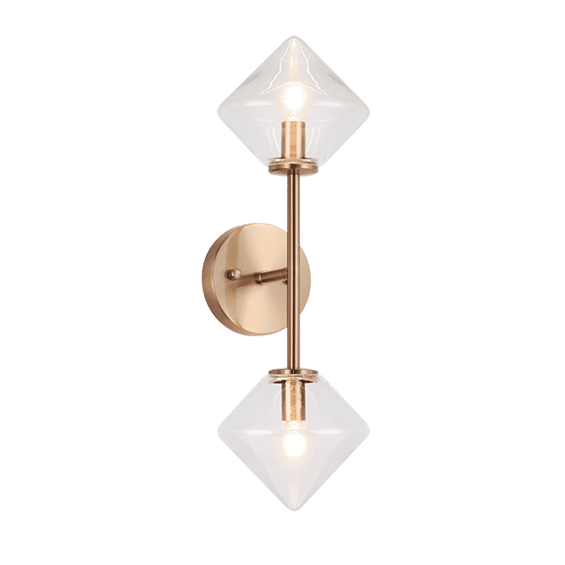 Aged Gold Brass Two Light Wall Sconce from the Novo Collection