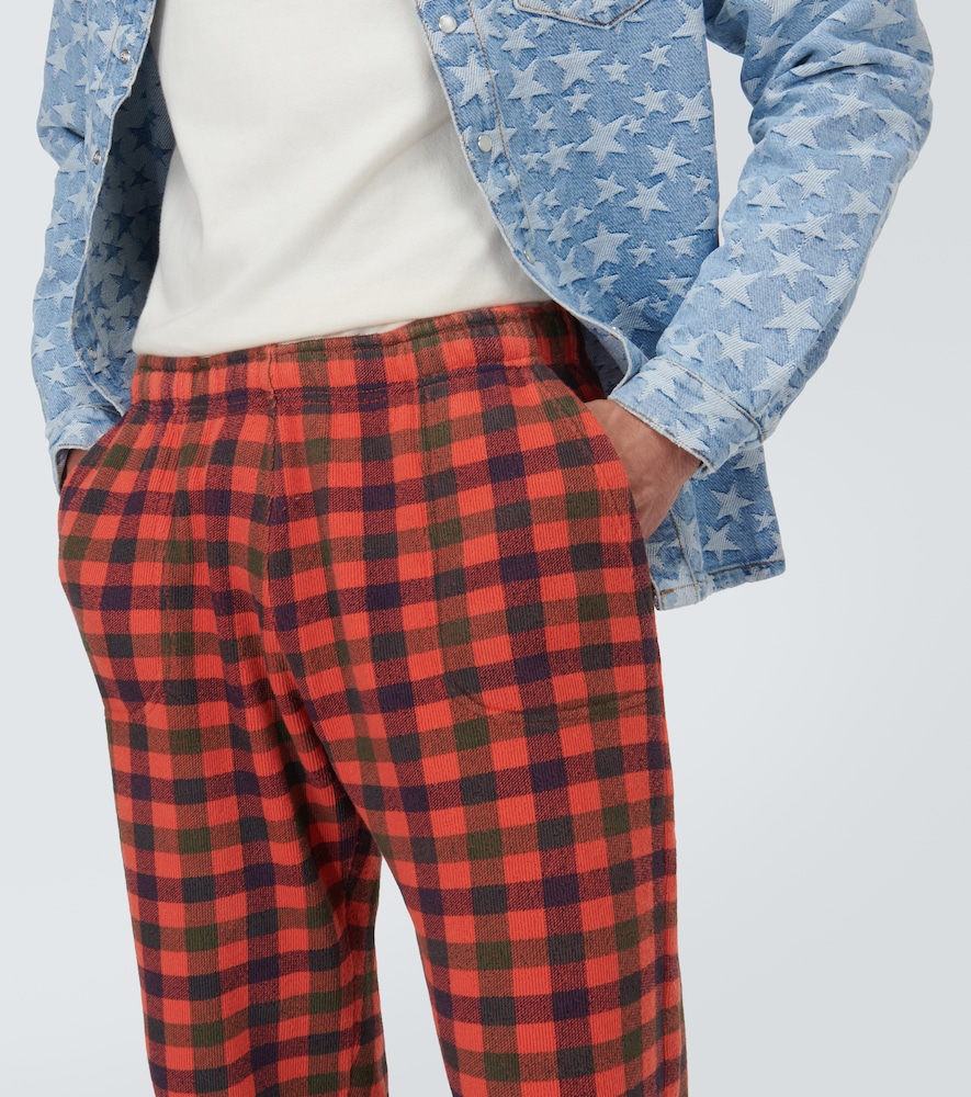 Checked cotton straight pants
