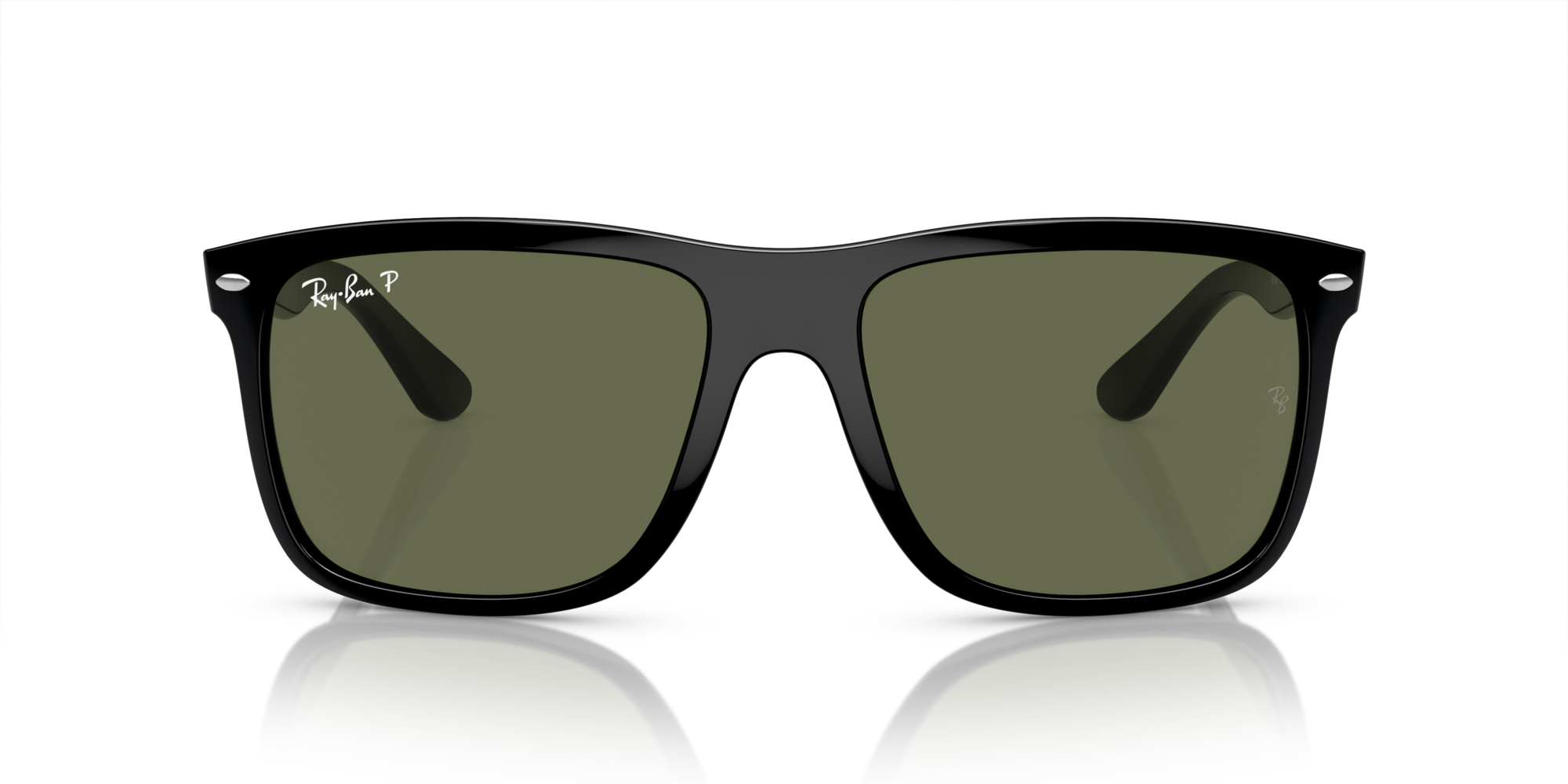 Ray - Ban Unisex Ray - Ban RB4547 BOYFRIEND TWO 601/58 Sunglasses Injected Black Green Squared Polarized