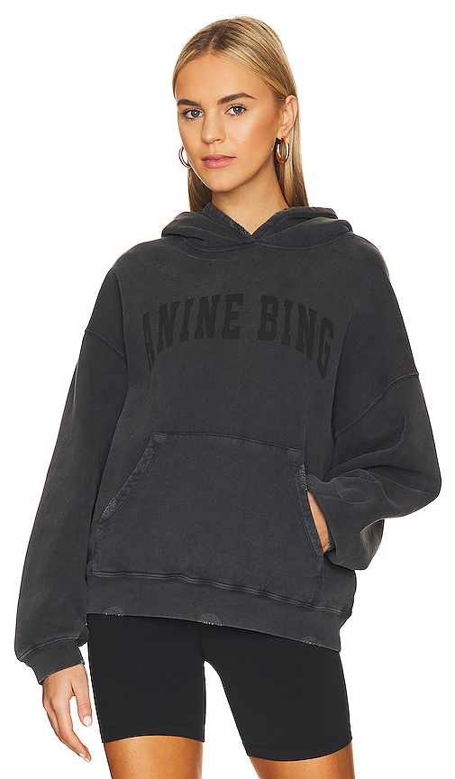 Anine Bing Harvey Logo-Print Cotton-Jersey Hoodie - XS