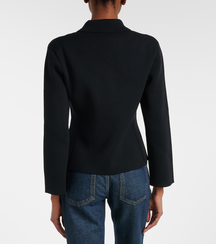 Waffle-knit wool cardigan