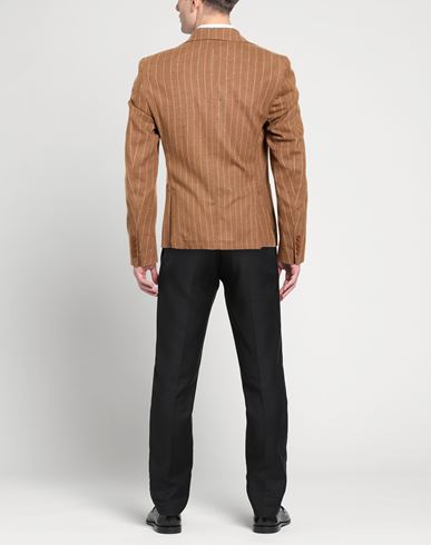 Man Blazer Brown Size 42 Polyester, Linen, Viscose, Elastane