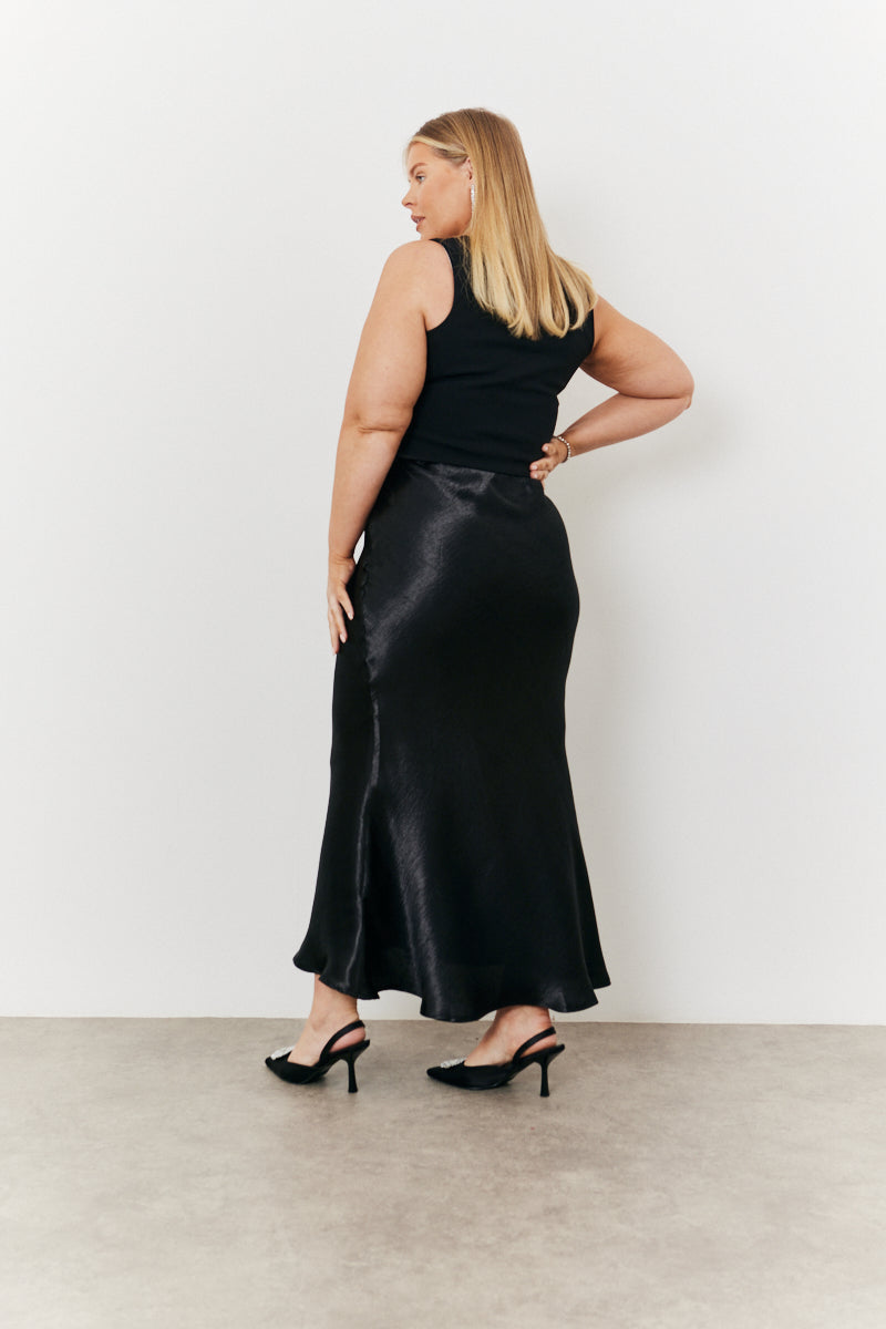 Liquid Satin Bias Cut Maxi Skirt