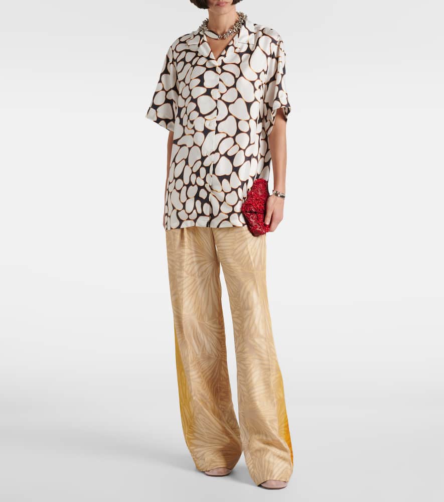 Porters printed silk wide-leg pants