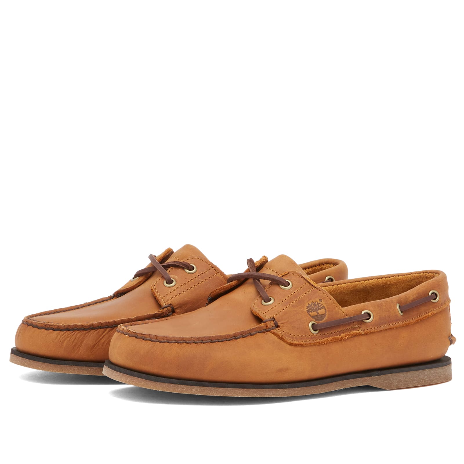 Men's Classic 2 Eye Boat Shoe in Wheat Full Grain