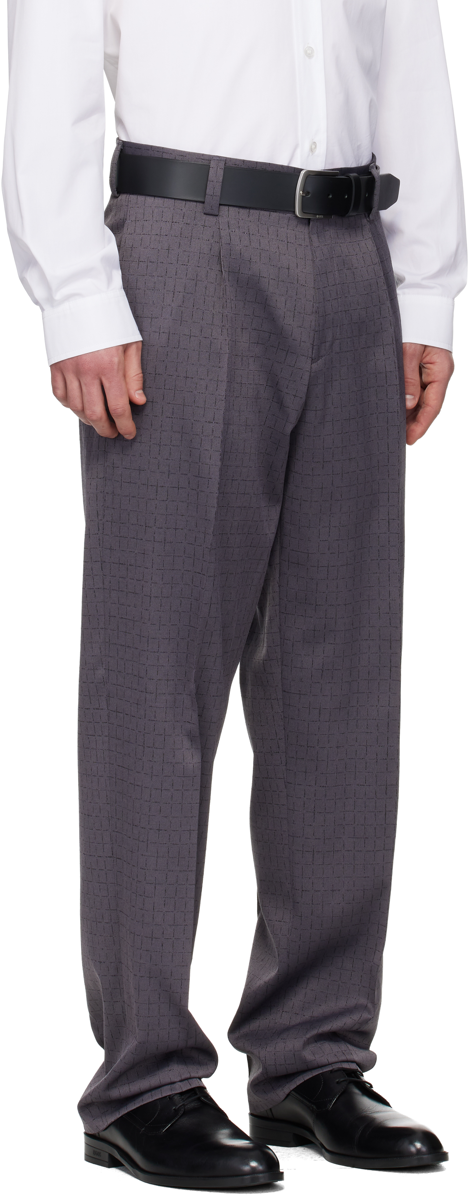 Gray Checked Modern-Fit Trousers