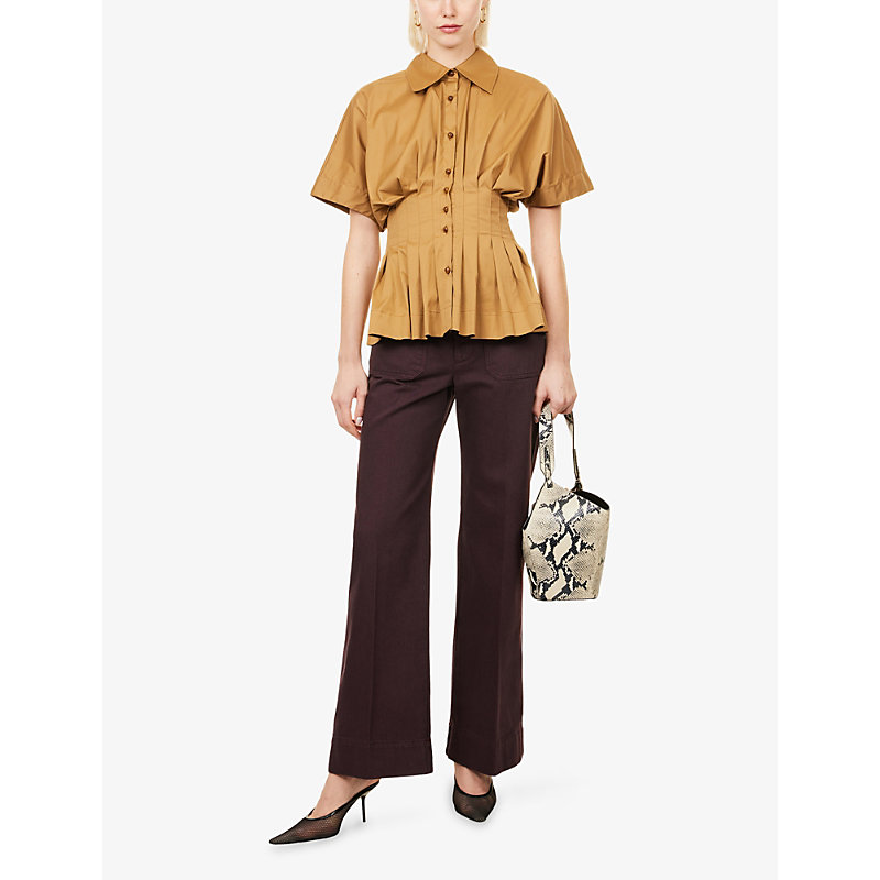 Womens Courage Pleated Cotton-Blend Shirt