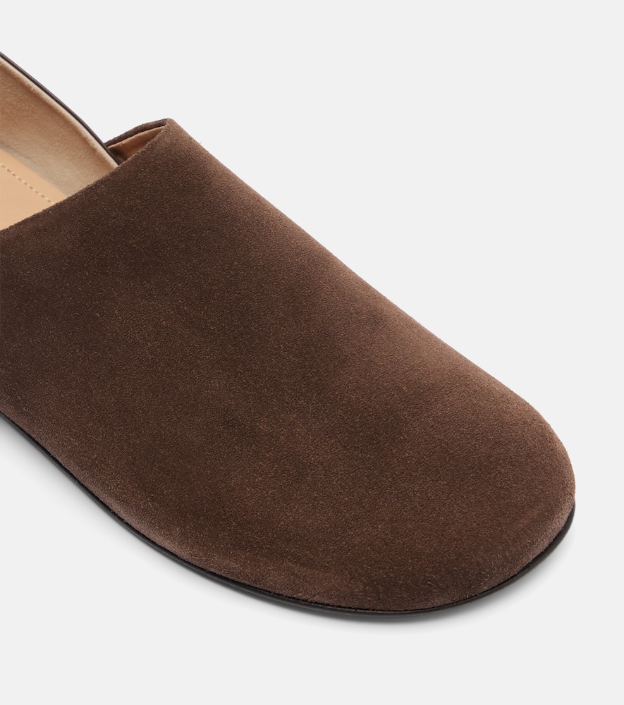 Leather-trimmed suede slip-on shoes