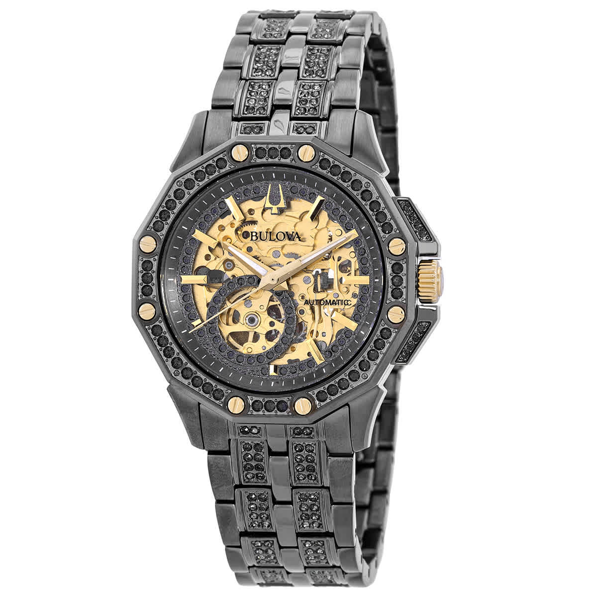 Octava Automatic Crystal Gold Skeleton Dial Mens Watch 98A293