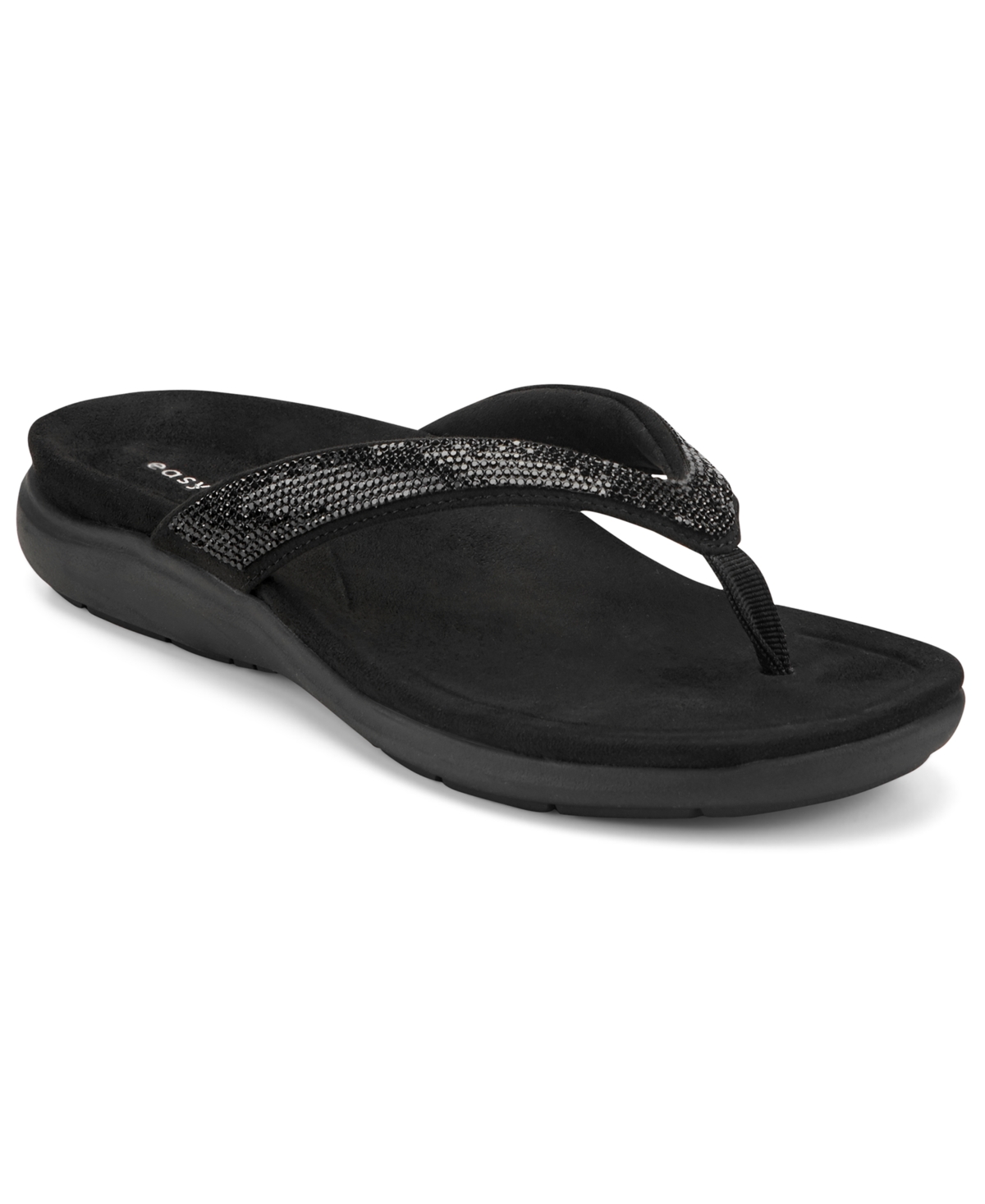 Women's Wendi Embellished Thong Slip-On Sandals - Black Rhinestone