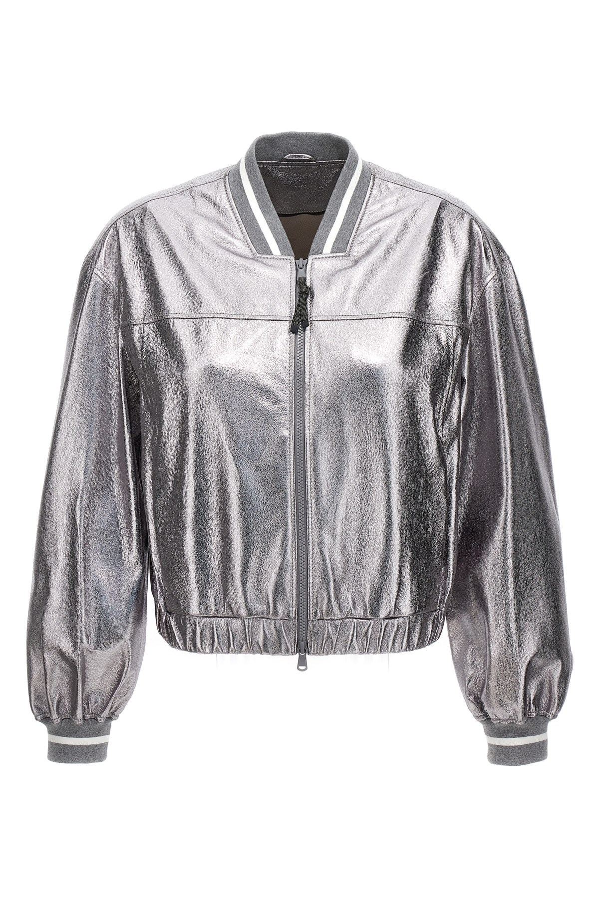 Laminated Leather Bomber Jacket