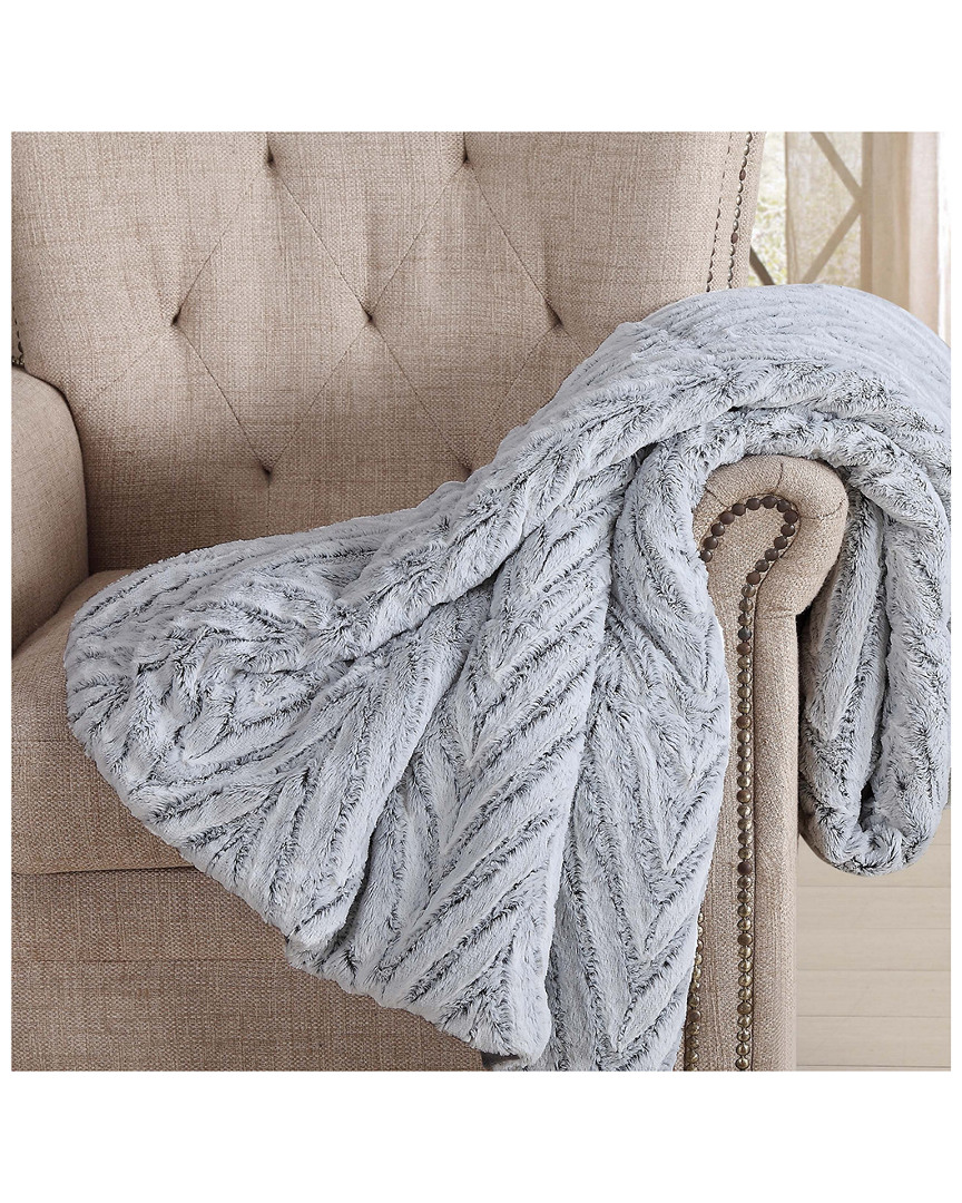 Chevron Luxury Faux Fur Filled Throw with Gift Box