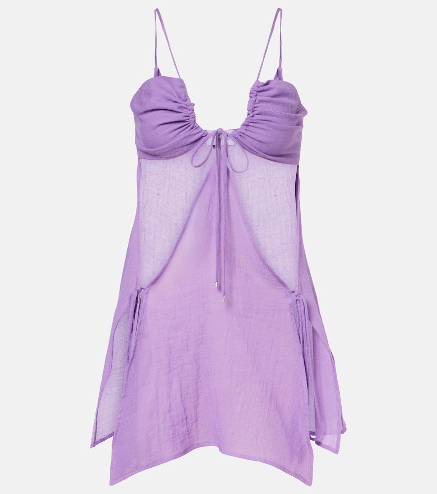 Cutout cotton muslin minidress