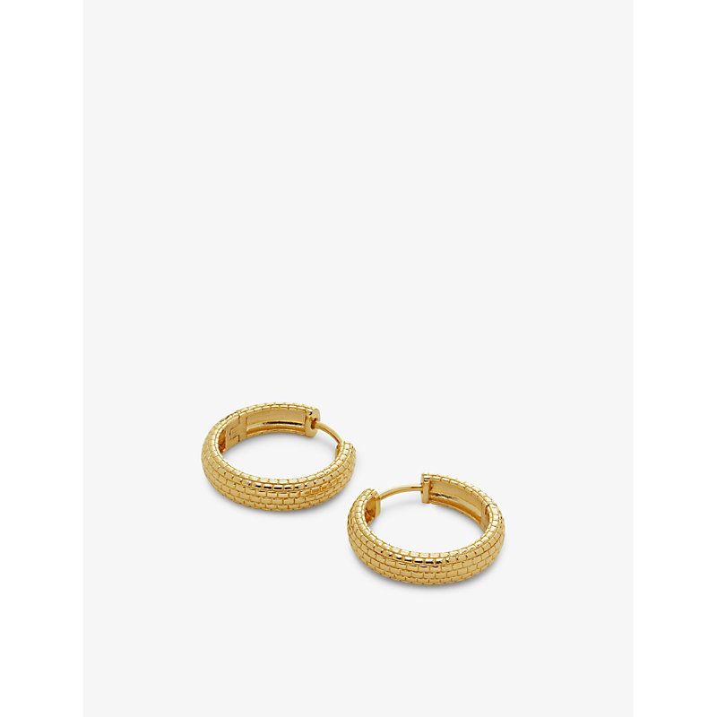 Womens Yellow Gold Heirloom Small 18ct Yellow Gold-plated Vermeil Sterling-silver Hoop Earrings 