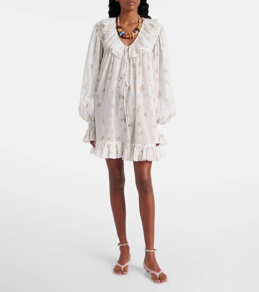 Chloé Printed ruffled cotton minidress