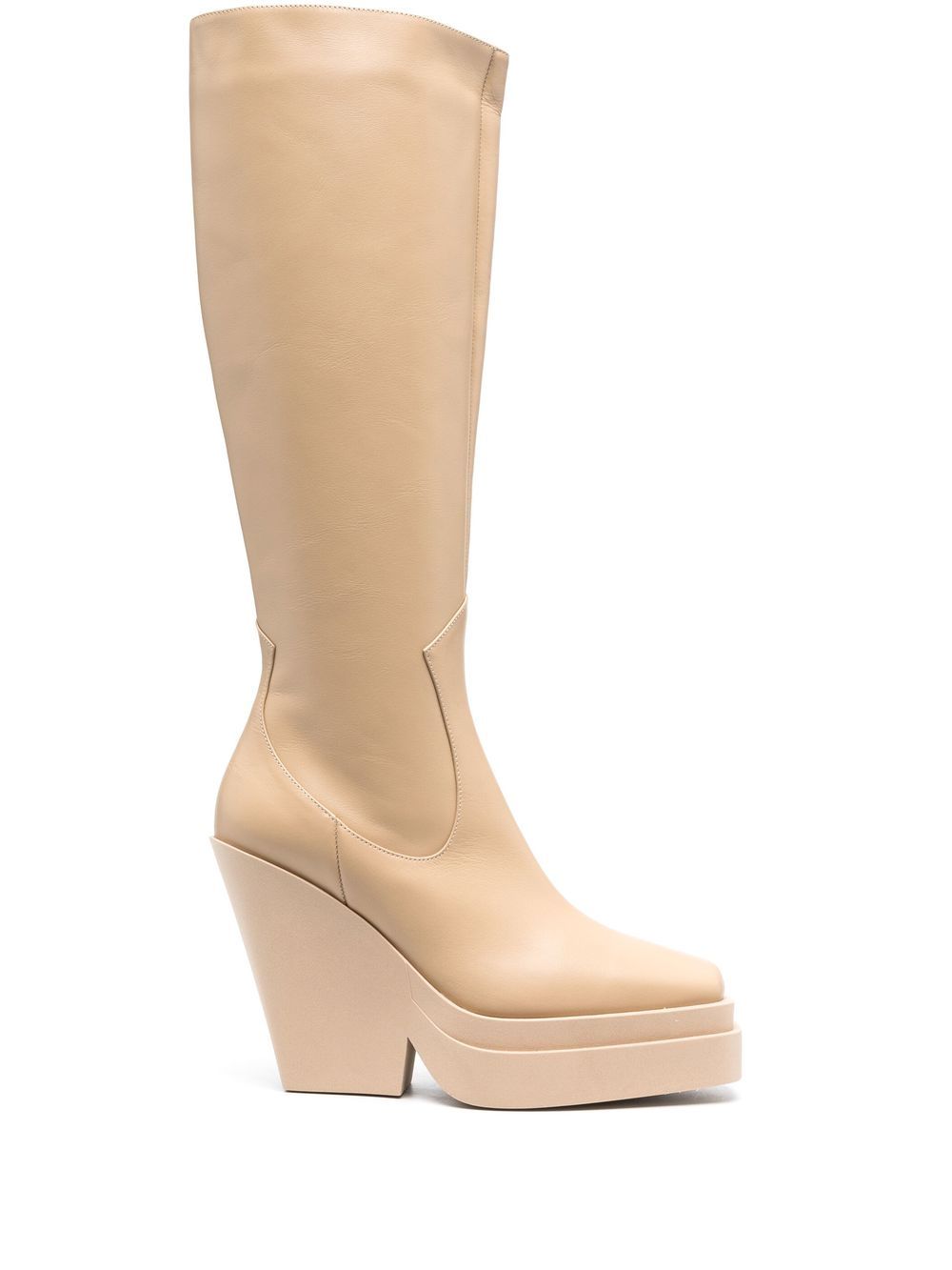 120mm knee-high leather boots - Neutrals