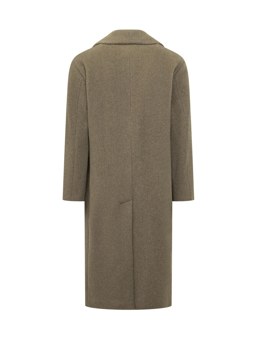 Double-breasted Coat In Alpaca Blend
