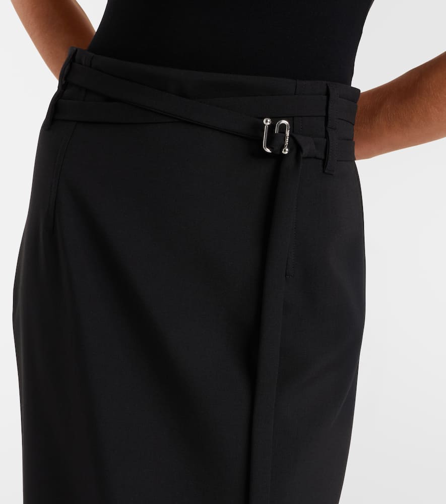 High-rise virgin wool midi skirt