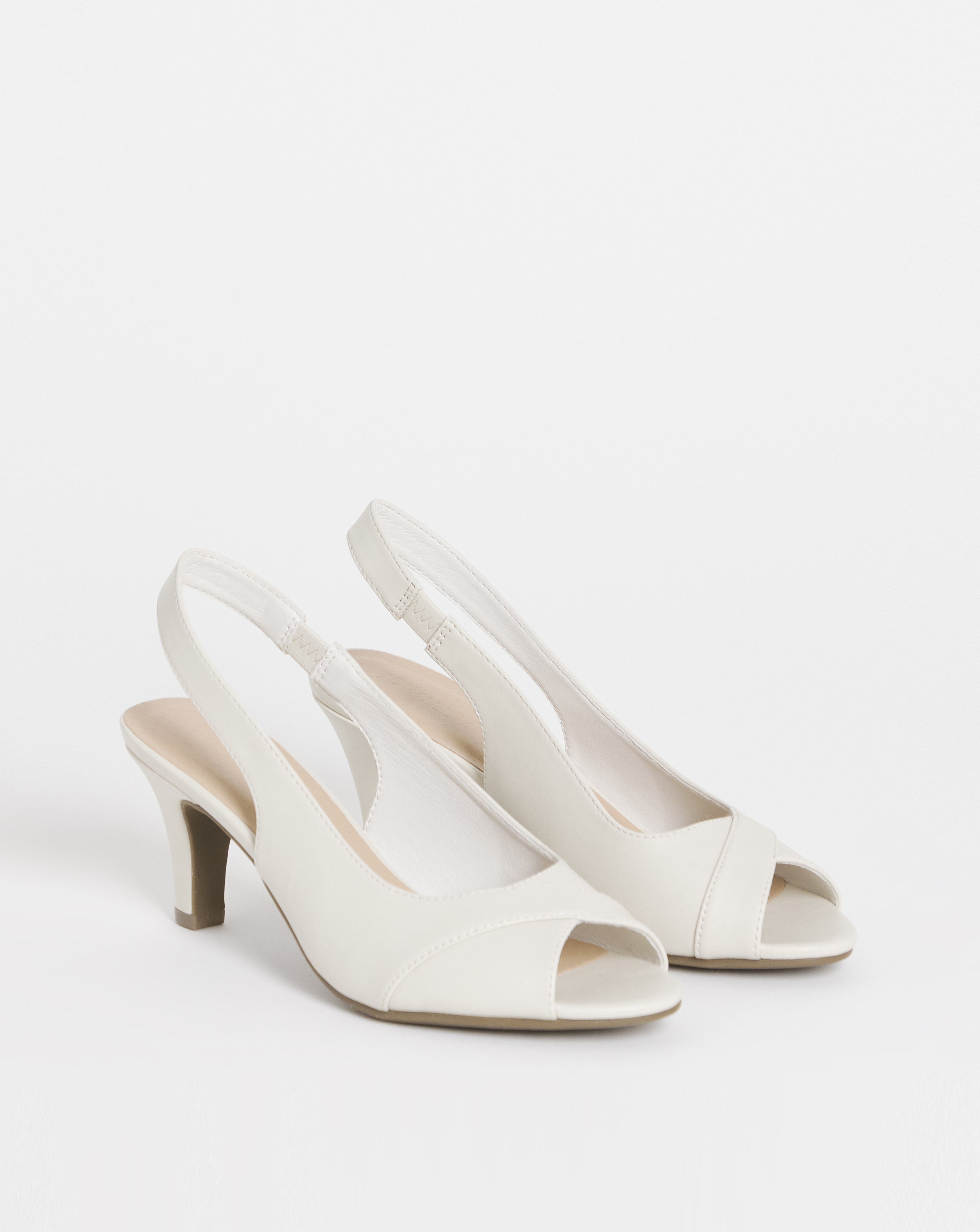 Peep Toe Heeled Slingbacks Ex Wide