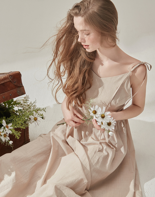 Clech Ribbon Tie Long Dress