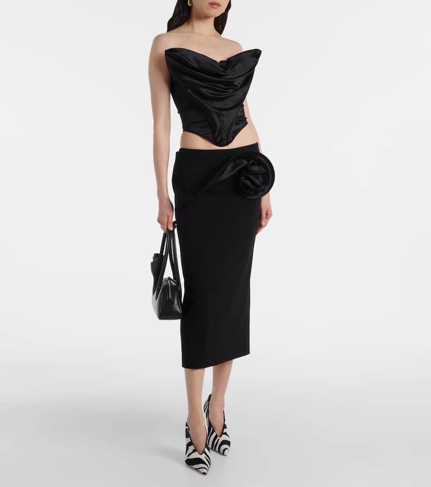 Draped silk-blend satin corset