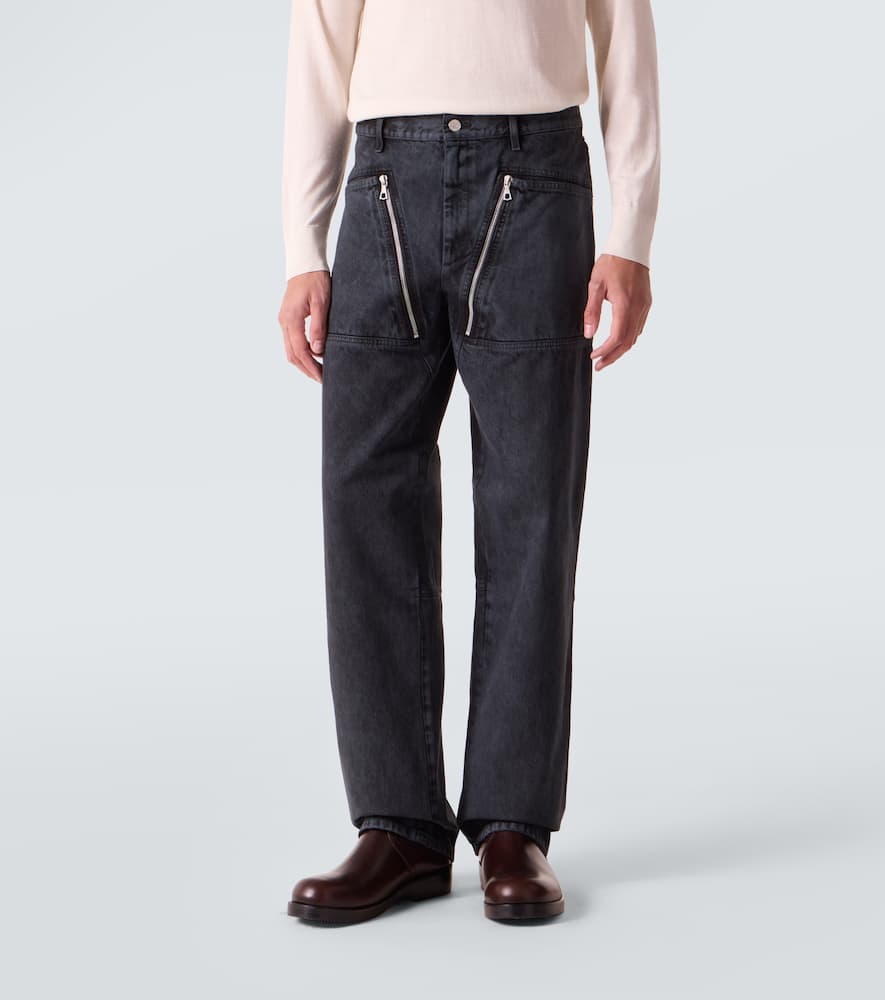Zip-detail wide-leg jeans