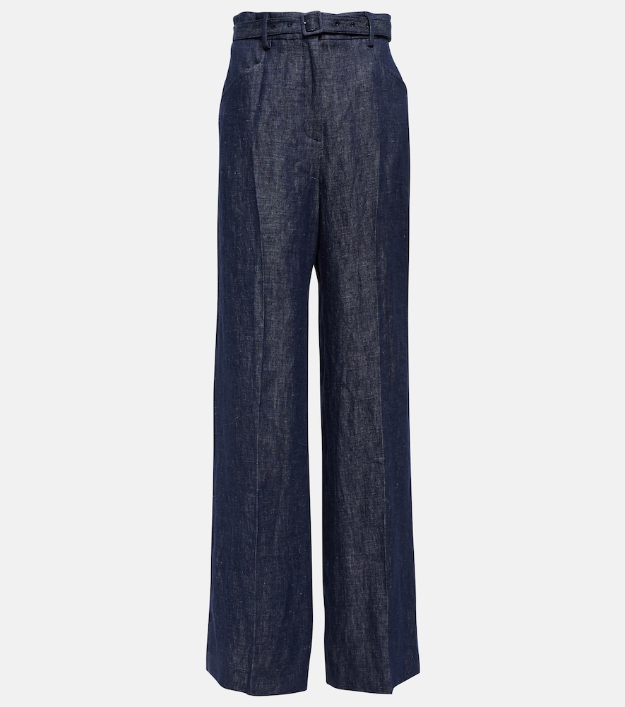 Gabriela Hearst Belted high-rise wide-leg linen pants