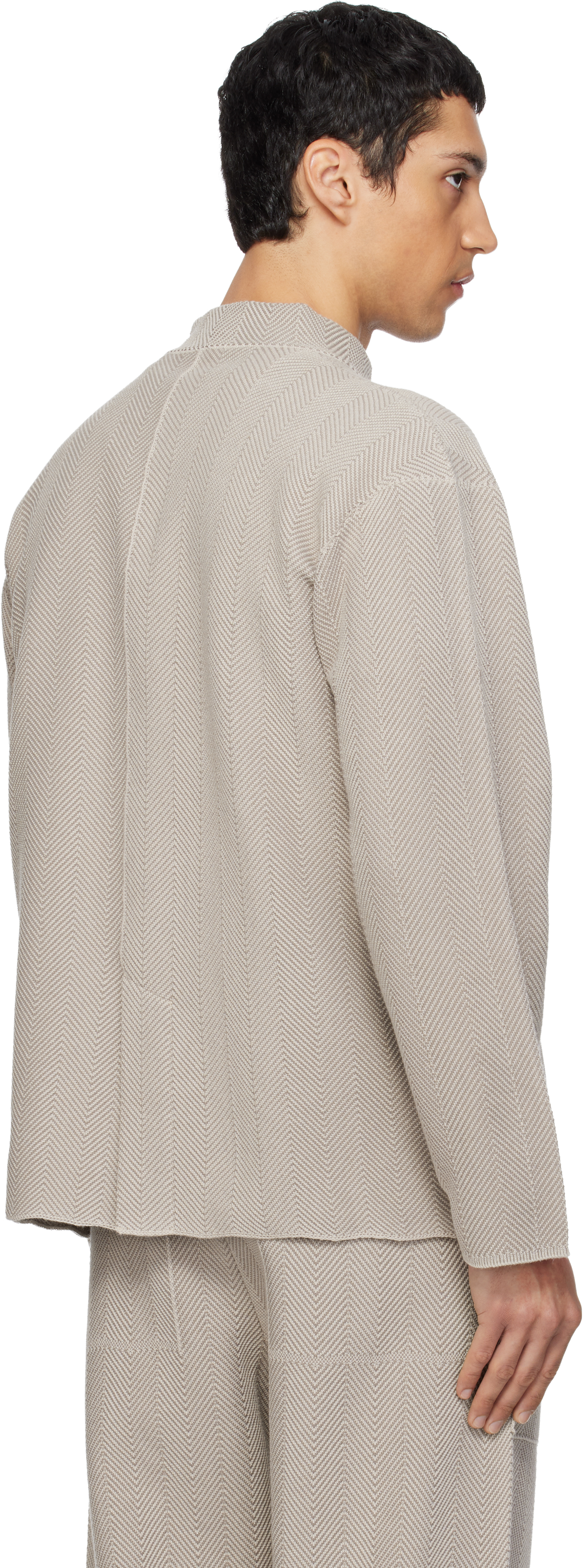 Beige Inlaid Knit Jacket