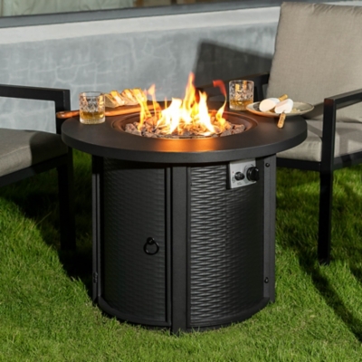 Nuu Garden Outdoor Round Fire Pit, Black