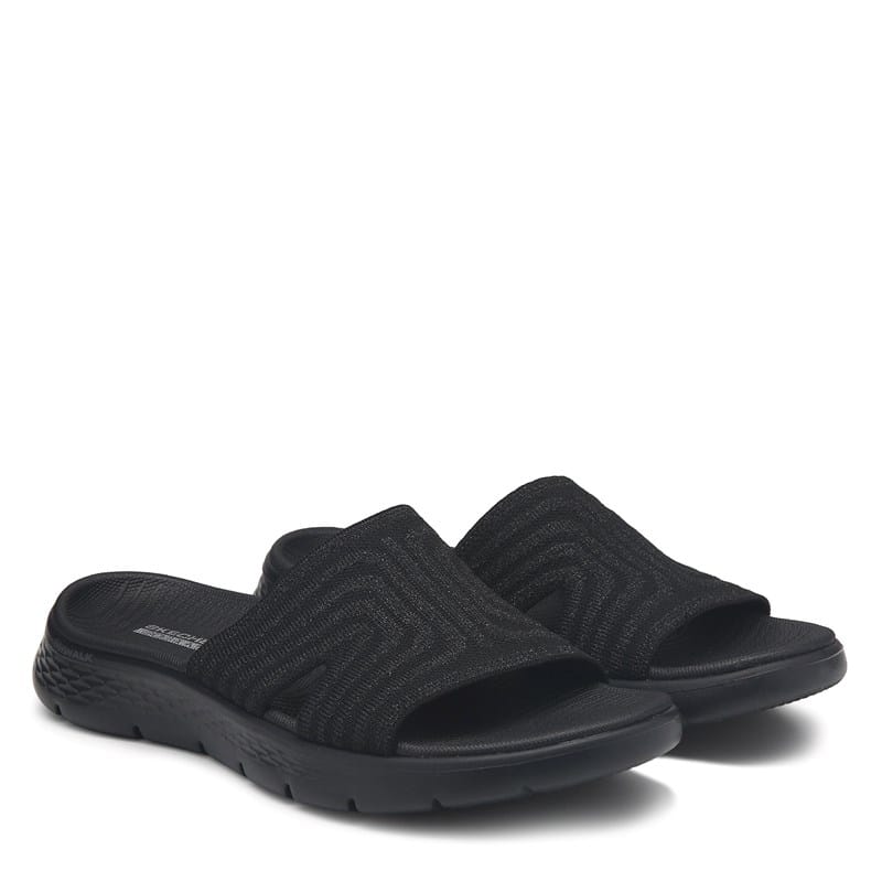 Women's Go Walk Flex Slide Sandals (Black)
