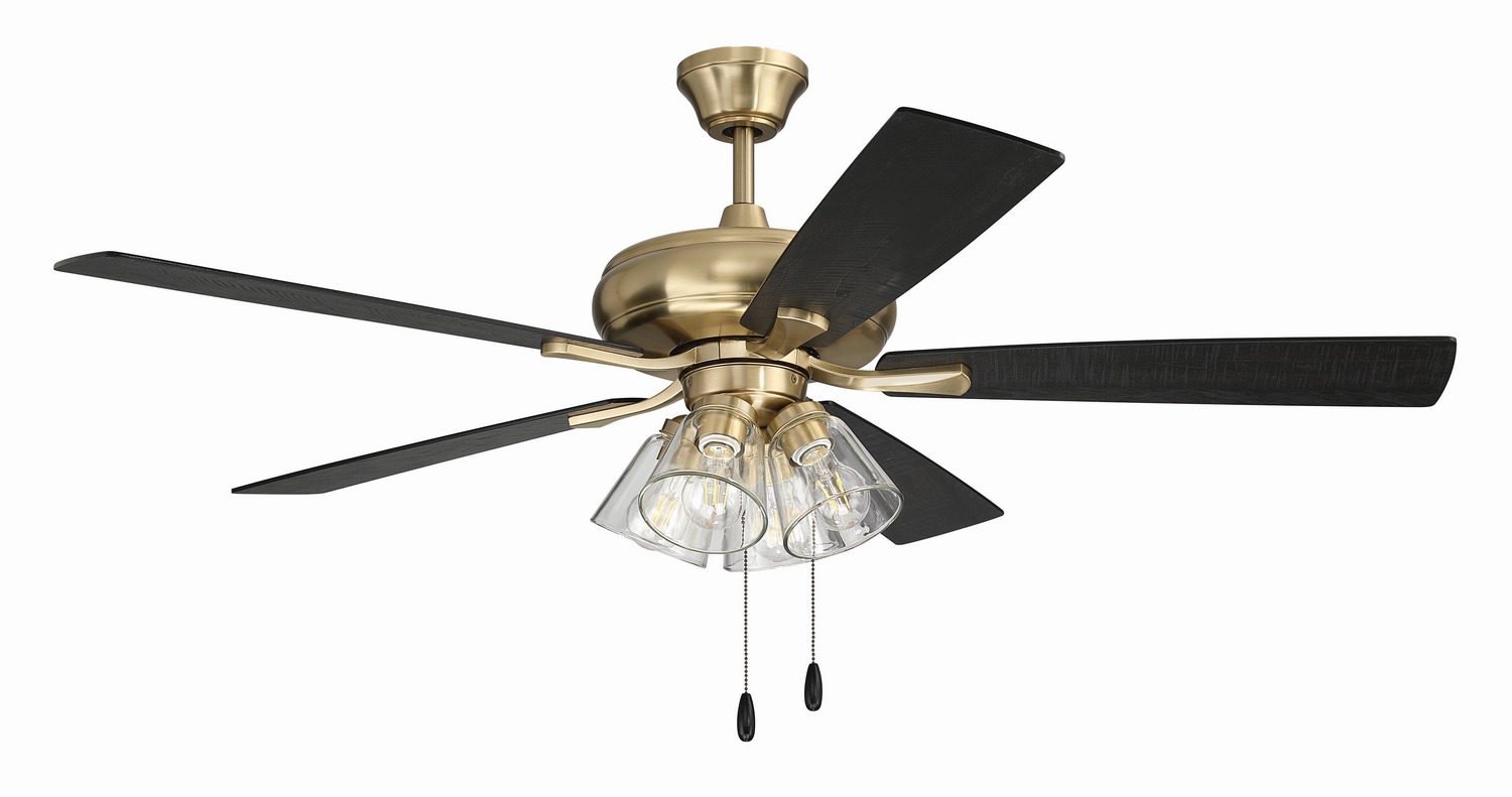 Satin Brass 52" Ceiling Fan from the Eos Clear 4 Light Collection