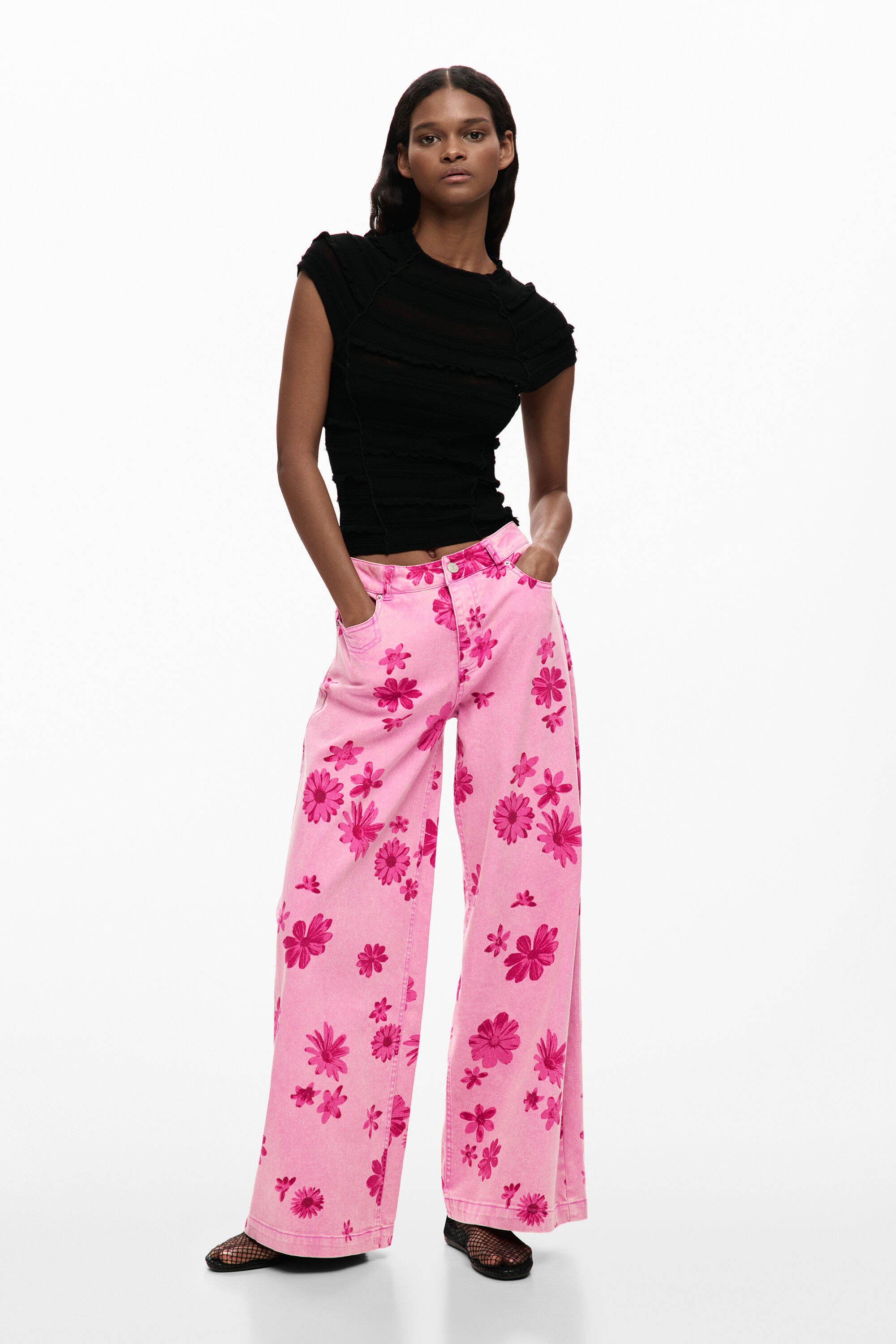 Jeans trousers flower