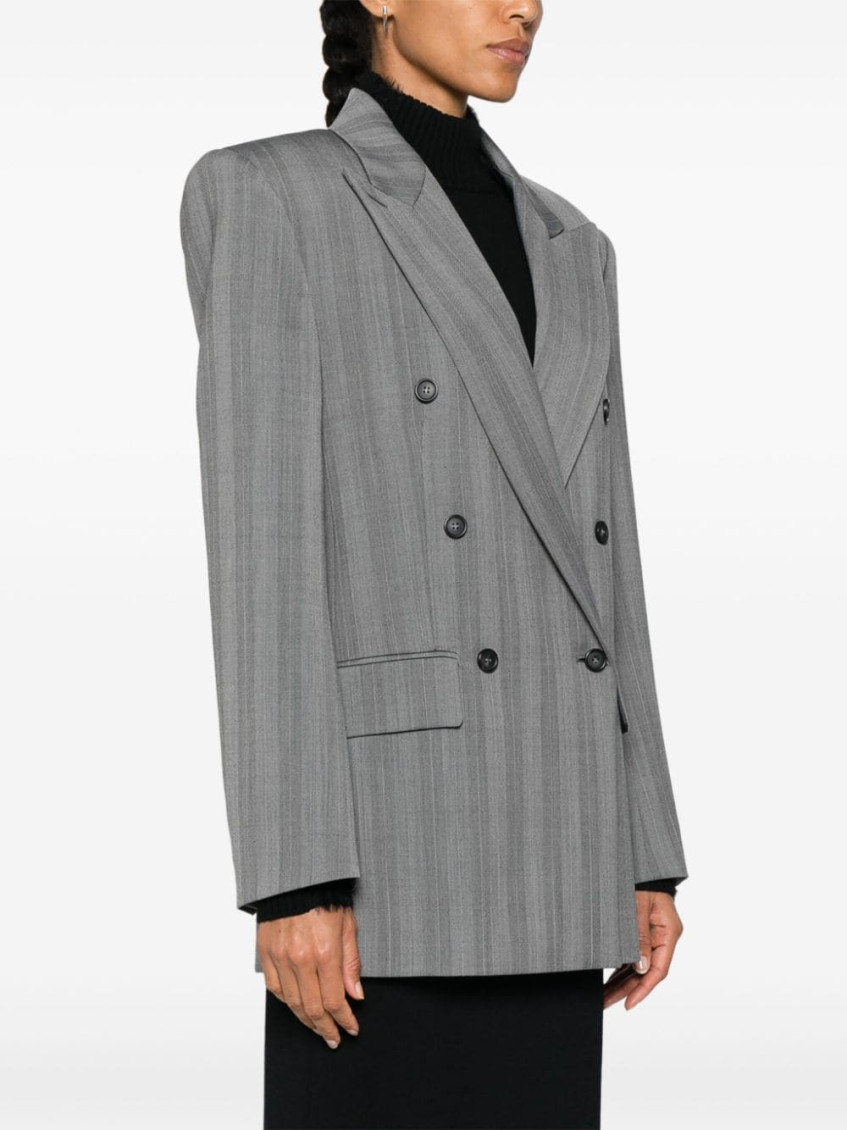 Striped Double-breasted Long-sleeved Jacket